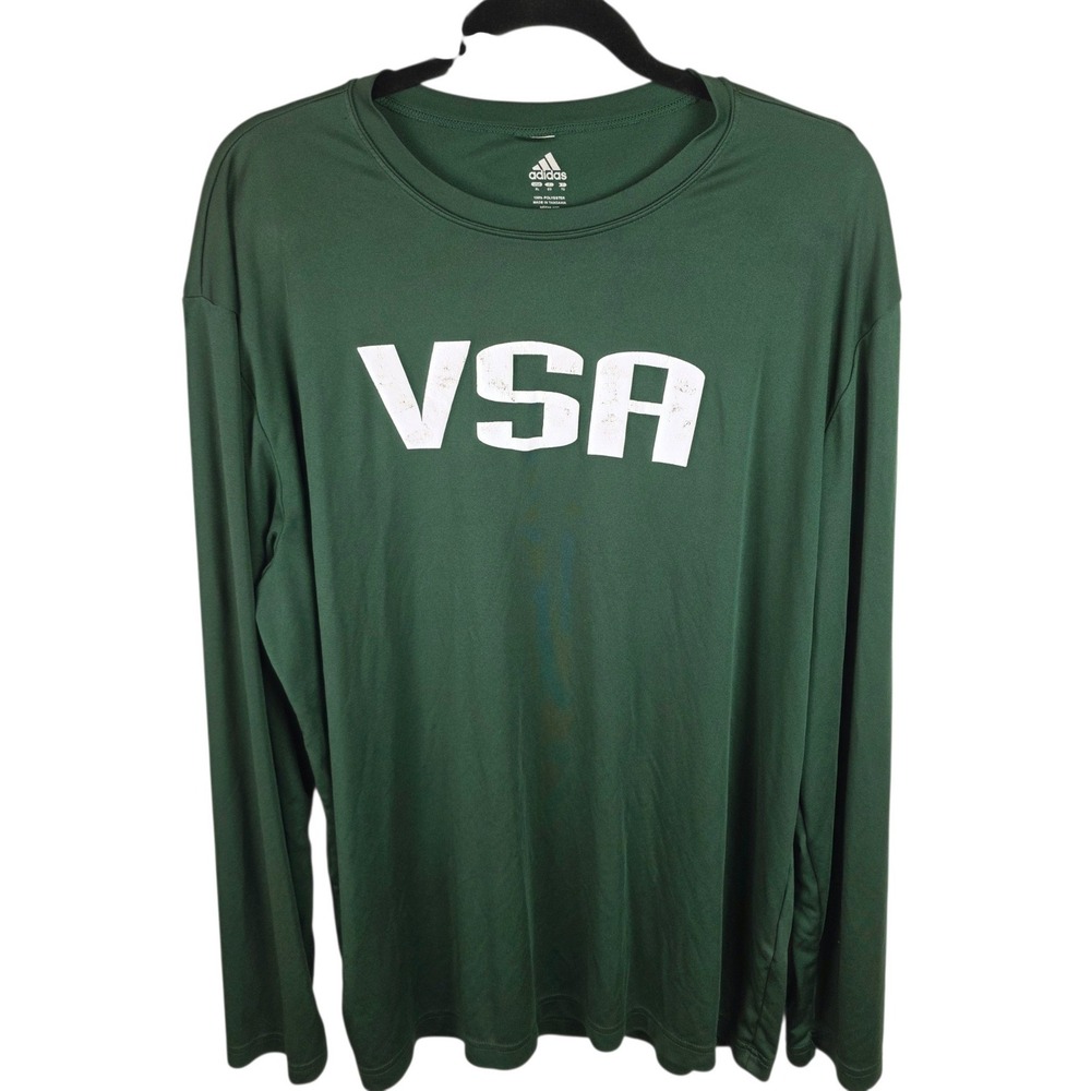 Adidas Long Sleeve Shirt Mens XL Green Good VSA Graphic Performance Tee